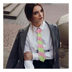 Tigerstars Dazzling Pink Green Bling Rhinestone Necktie Necklace